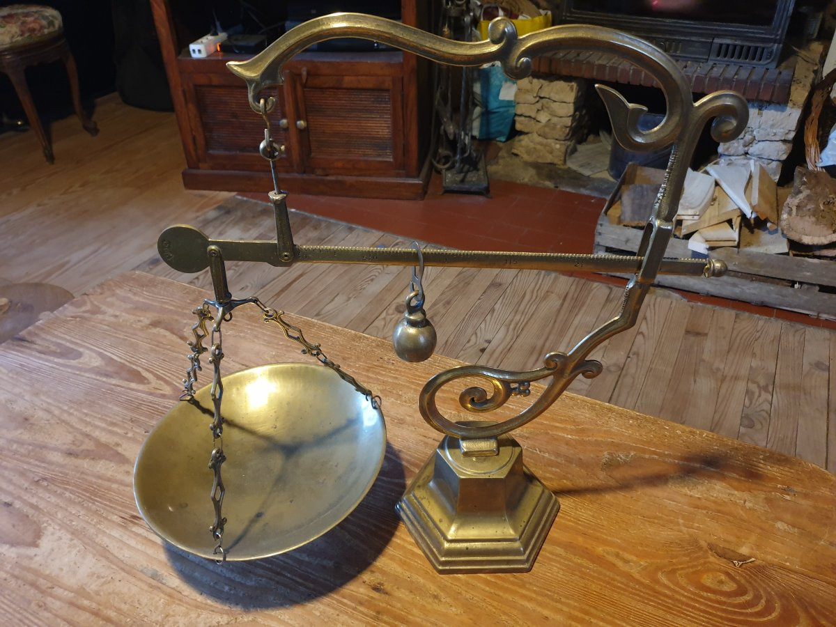 Bronze Roman Counter Scale - Italian Style - Stamped Mdcv-photo-3