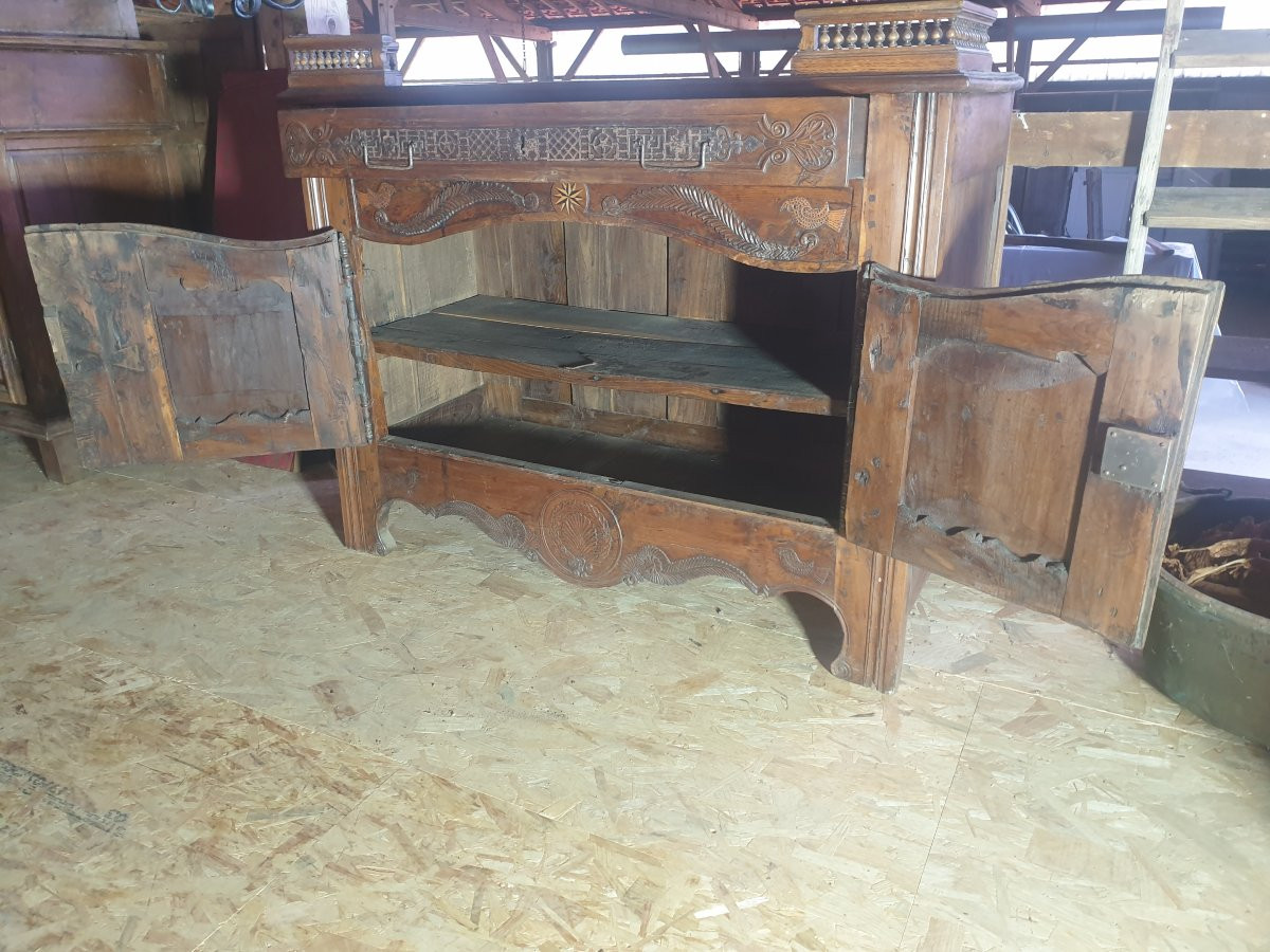 Buffet / comptoir finement ornementé - merisier - fin XVIIIè-photo-2