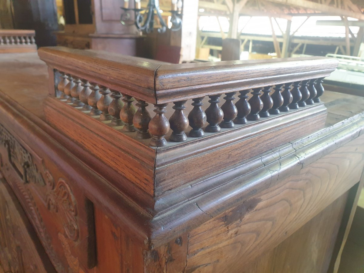 Buffet / comptoir finement ornementé - merisier - fin XVIIIè-photo-5