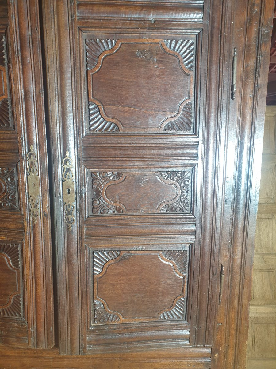Armoire raffinée en chêne foncé - style Louis XIV - XIXème-photo-8