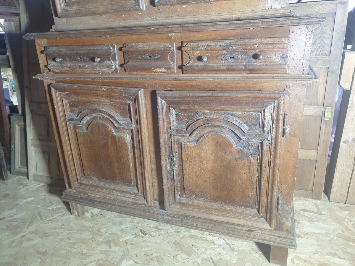 Buffet 2 corps en noyer - style Louis XIV -  XVIIIème-photo-3