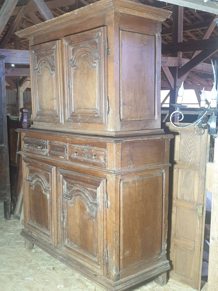 Buffet 2 corps en noyer - style Louis XIV -  XVIIIème-photo-5