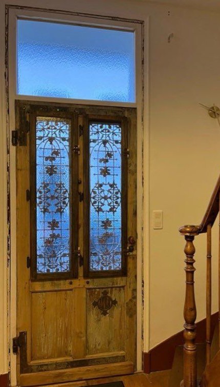 Entrance Door For Town Center House Or Building, With Dolphin Knocker And Frame + Transom-photo-2