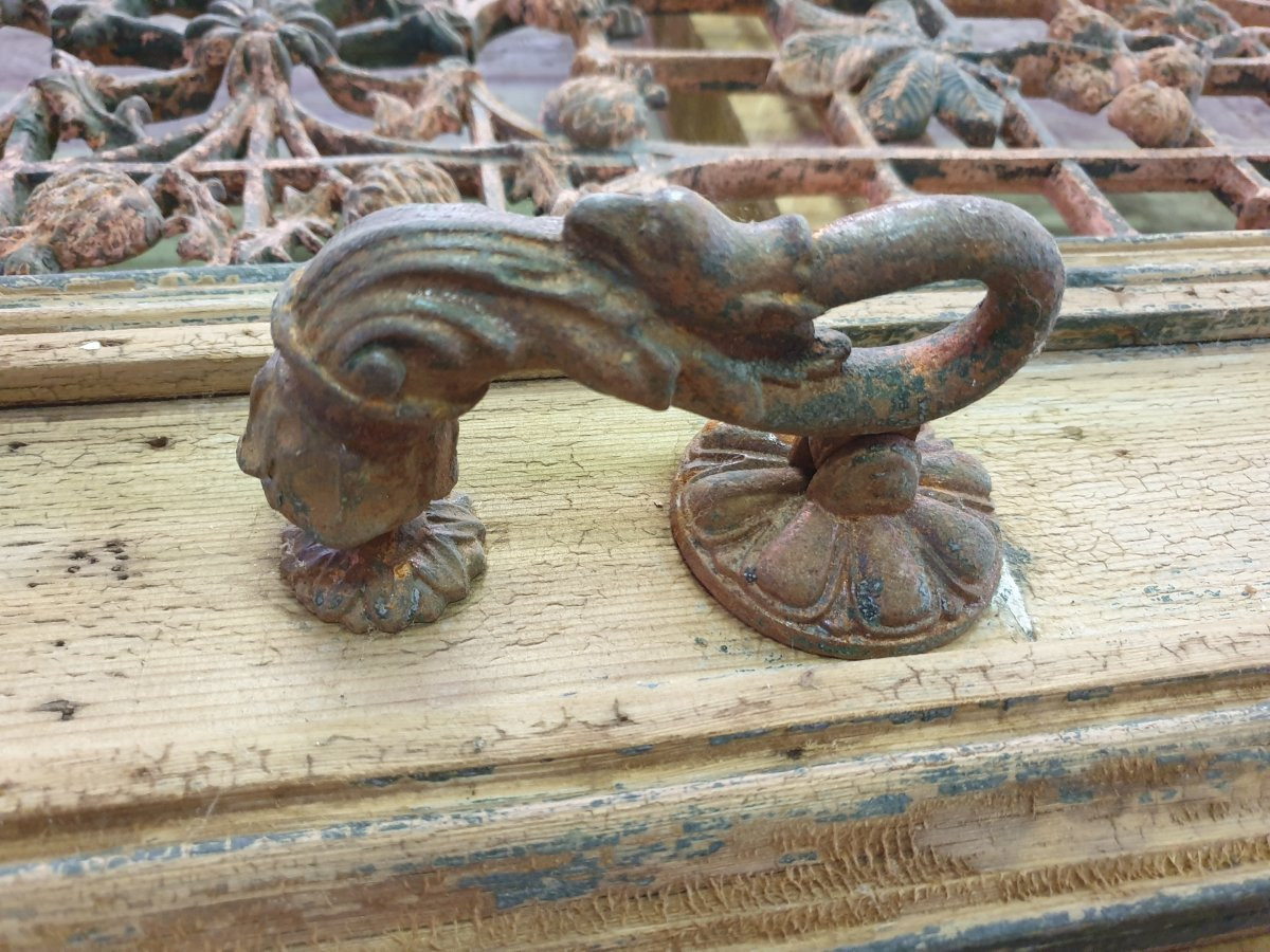 Entrance Door For Town Center House Or Building, With Dolphin Knocker And Frame + Transom-photo-4