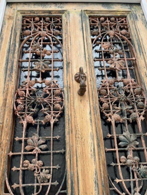 Entrance Door For Town Center House Or Building, With Dolphin Knocker And Frame + Transom-photo-1