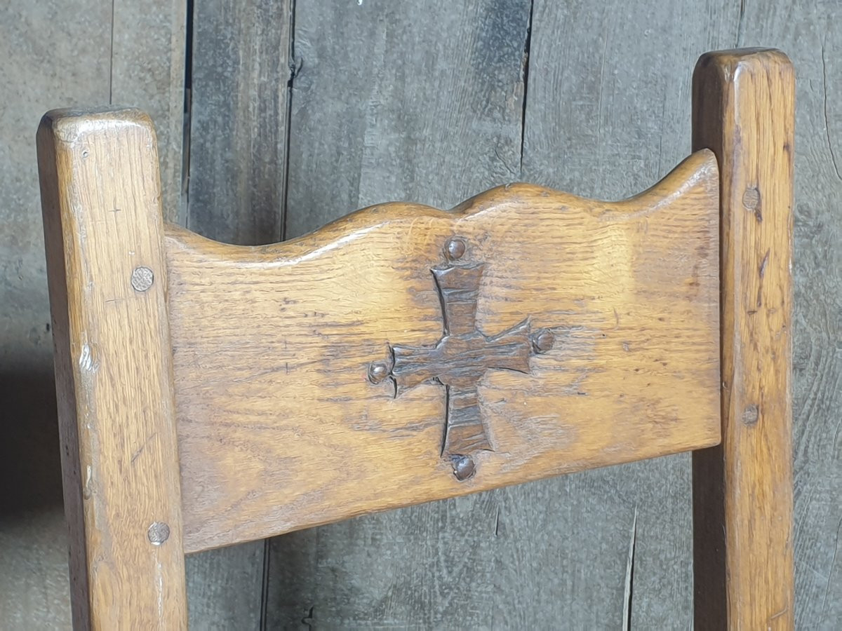 Monastery Table With Occitan Cross + 4 Chairs - 20th Century-photo-3