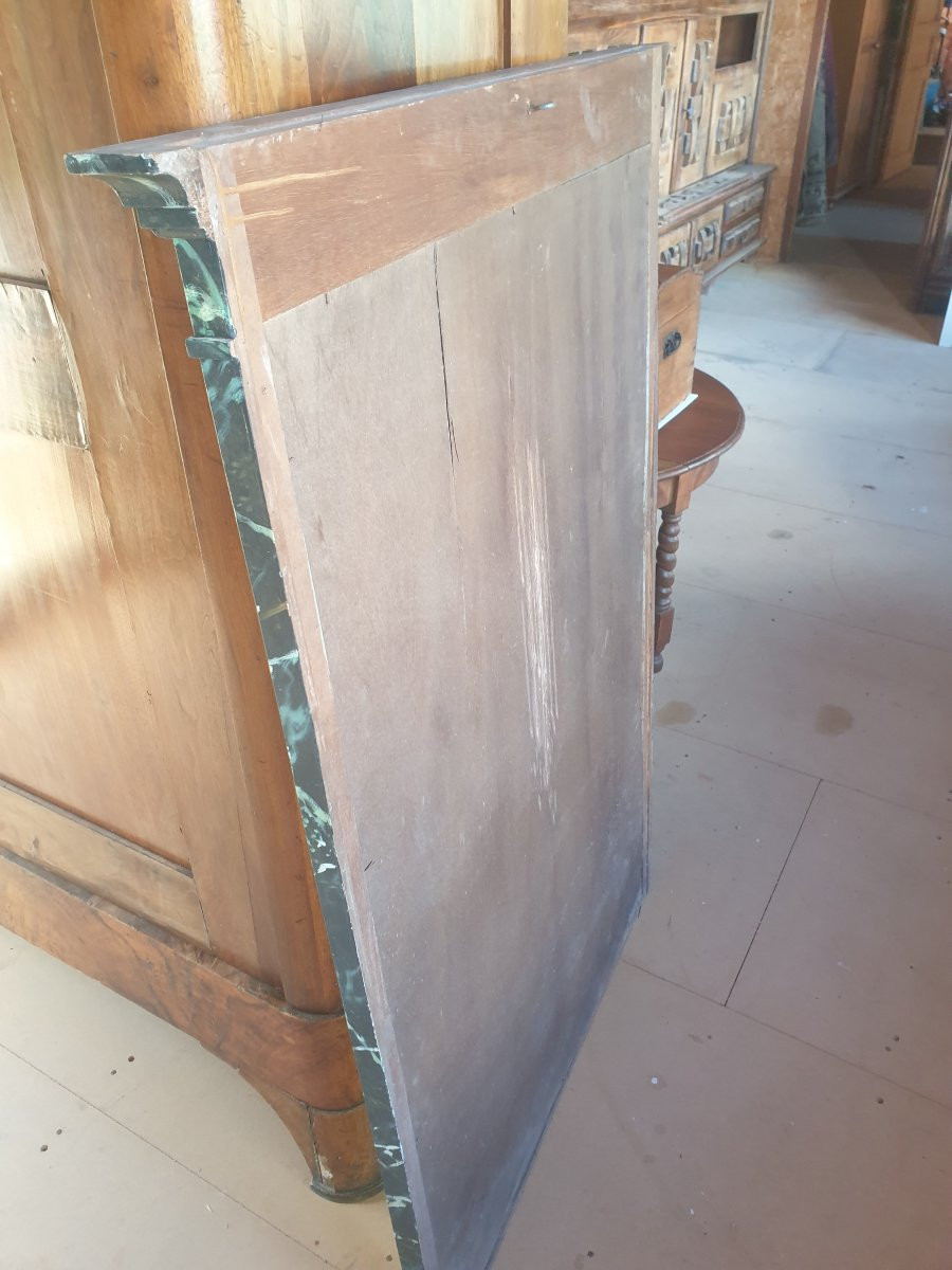Large Mirror - Overmantel With Imitation Marble Wooden Frame - 20th Century-photo-5