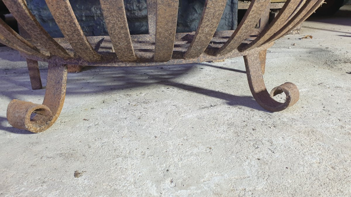 Arc-shaped Wrought Iron Log Holder - 20th Century-photo-2