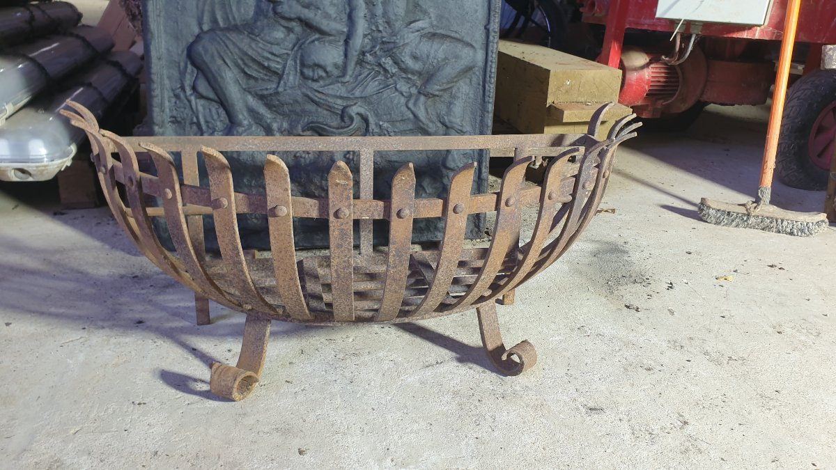 Arc-shaped Wrought Iron Log Holder - 20th Century-photo-4