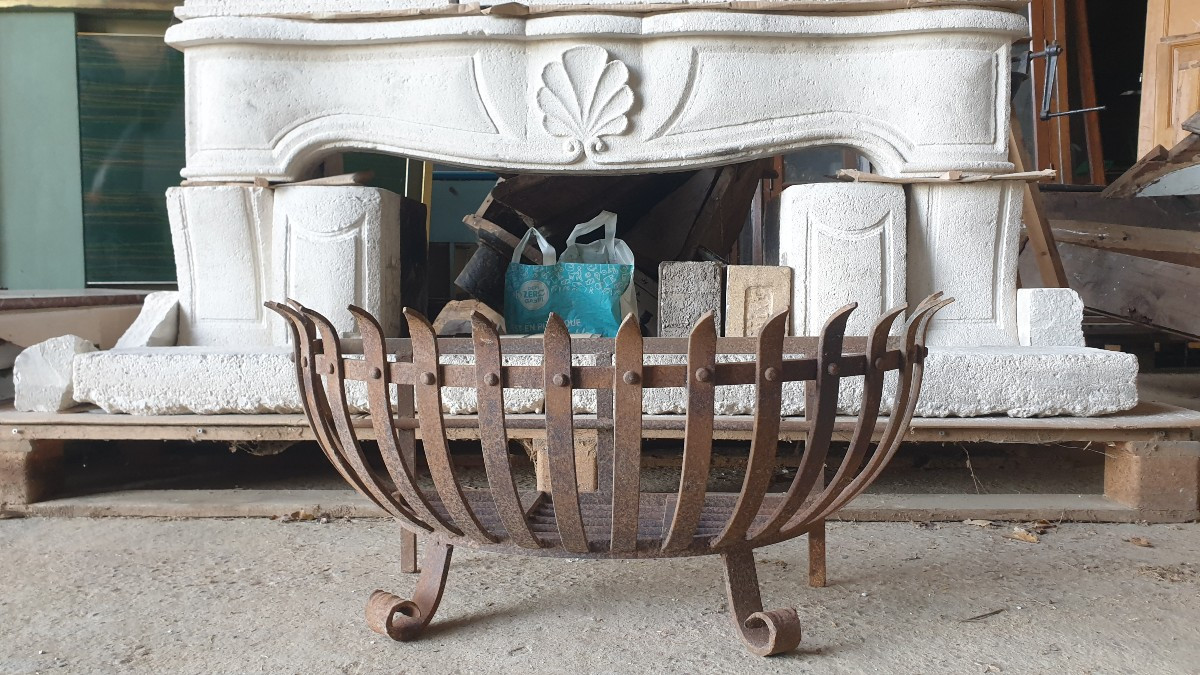 Arc-shaped Wrought Iron Log Holder - 20th Century
