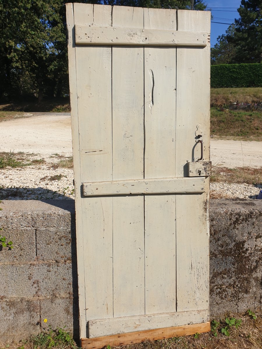 Cellar, Barn, Or Attic Door With Traditional Slatted Crossbars—early 20th Century-photo-4