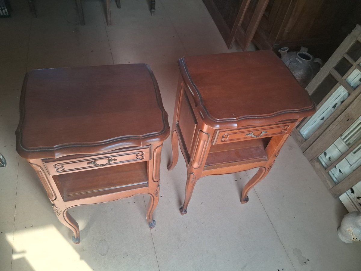 Pair Of Cherry Wood Nightstands - 20th Century-photo-2