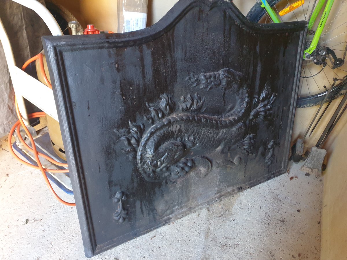 Cast-iron Mantelpiece - Renaissance Style - Salamander And Fleurs-de-lis-photo-3