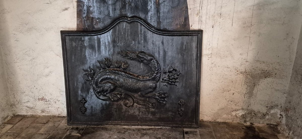 Cast-iron Mantelpiece - Renaissance Style - Salamander And Fleurs-de-lis