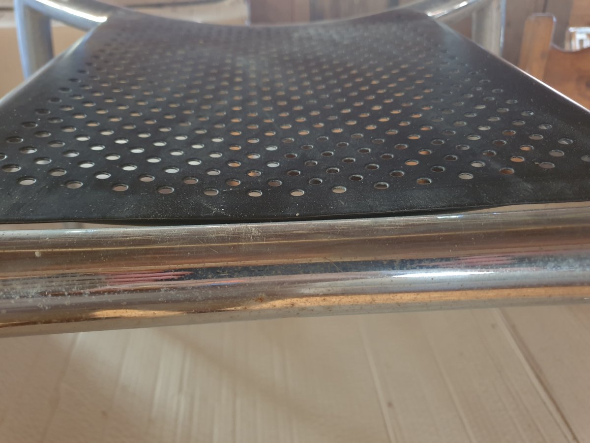 Paire de tables basses piétement métal chromé et plateau verre trempé-photo-1