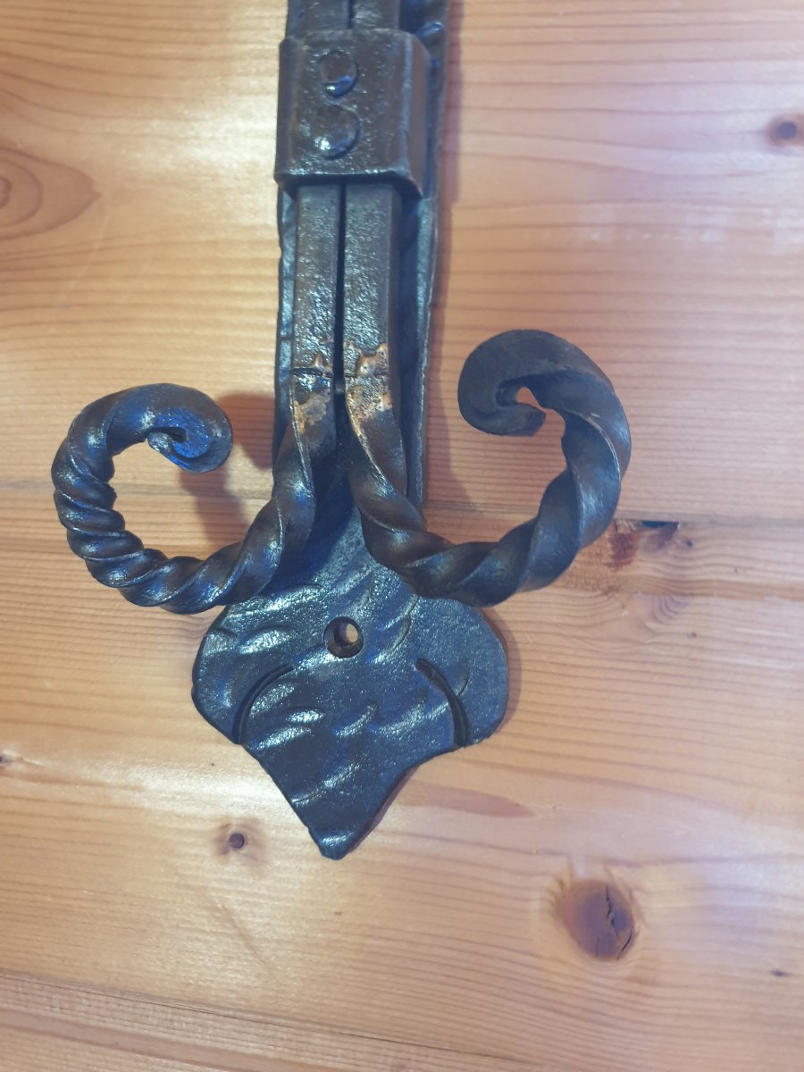 Wall Sconce With 2 Candle Holders - Wrought Iron - 20th Century-photo-2
