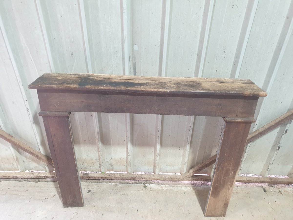 Rustic Fireplace Surround—stained Poplar—late 19th Century-photo-2