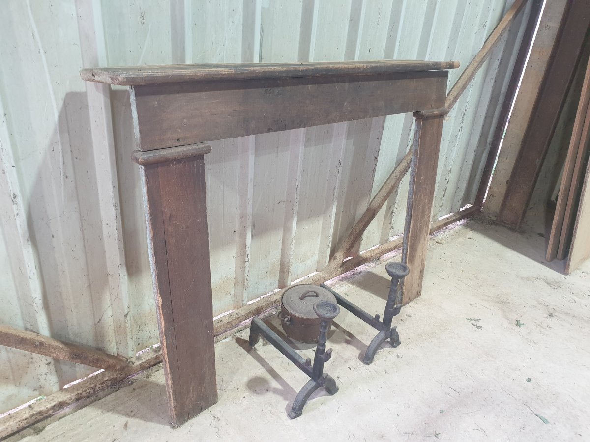 Rustic Fireplace Surround—stained Poplar—late 19th Century-photo-1