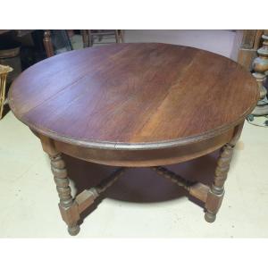 Table basse ronde en ormeau avec pieds torsadés - début XXè