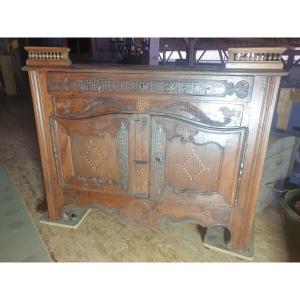 Buffet / comptoir finement ornementé - merisier - fin XVIIIè