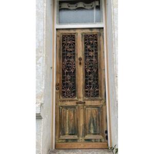 Entrance Door For Town Center House Or Building, With Dolphin Knocker And Frame + Transom