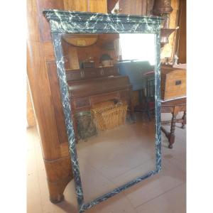 Grand miroir - trumeau avec cadre en bois imitation marbre - XXè