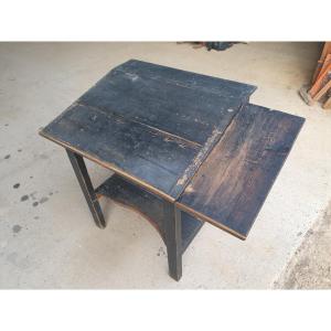 Pine School Desk With Lid And Flap - Early 20th Century