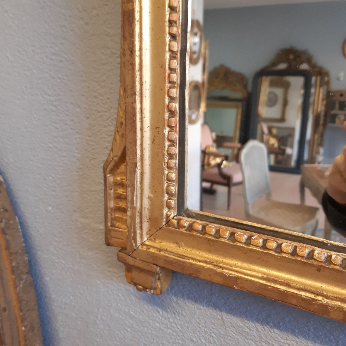 Louis XVI Period Mirror In Golden Wood-photo-2