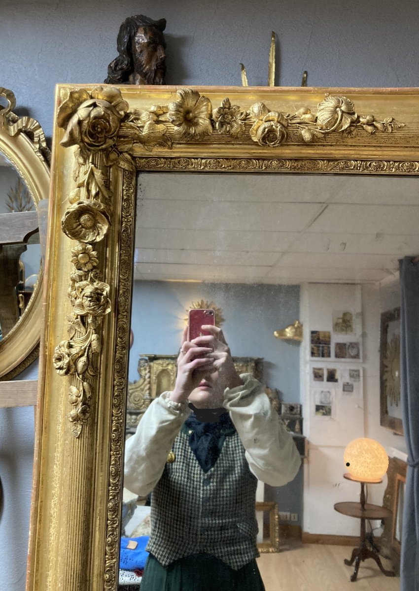 Mirror In Golden Wood Napoleon III 186x119cm-photo-2