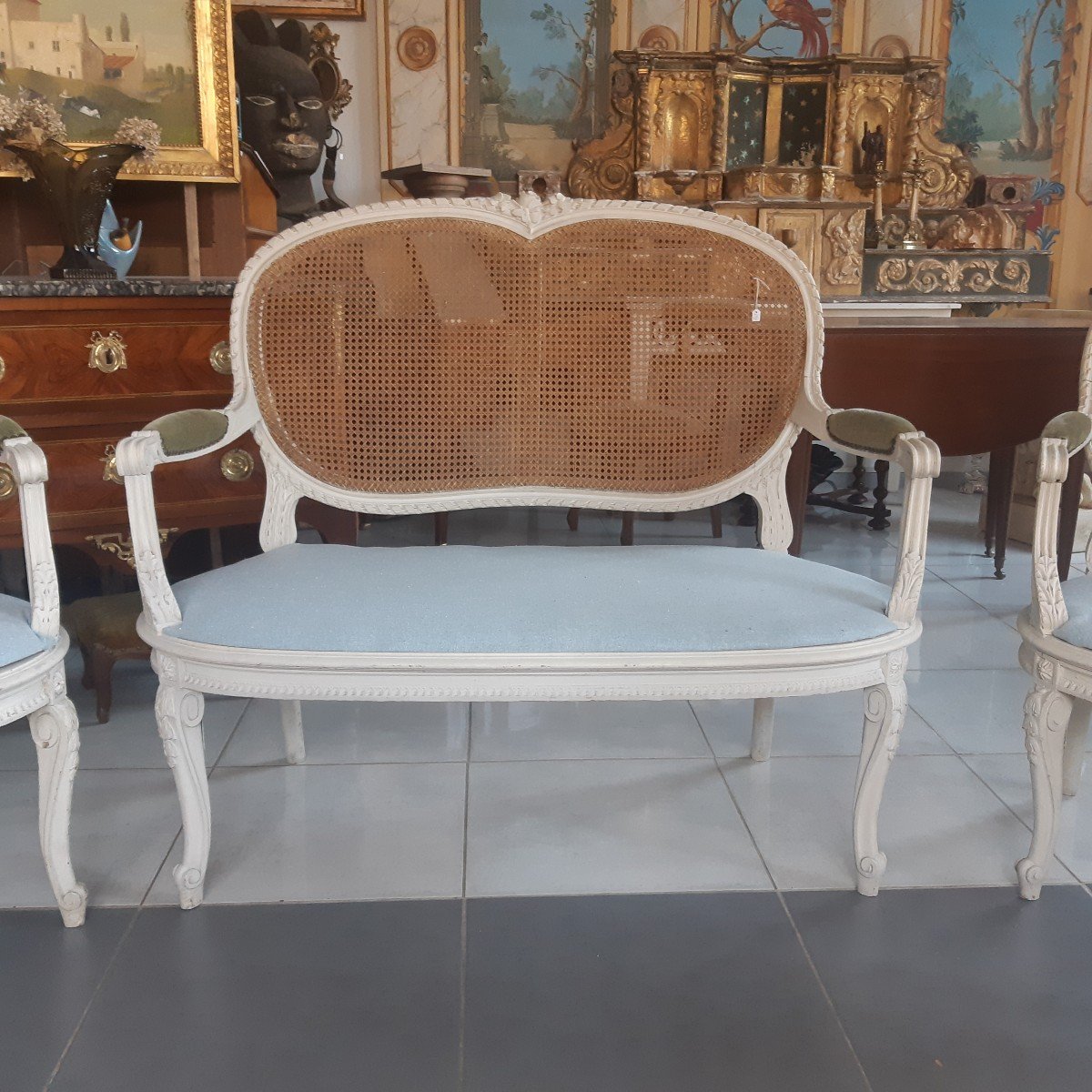 Ensemble De Salon En Cannage -photo-2