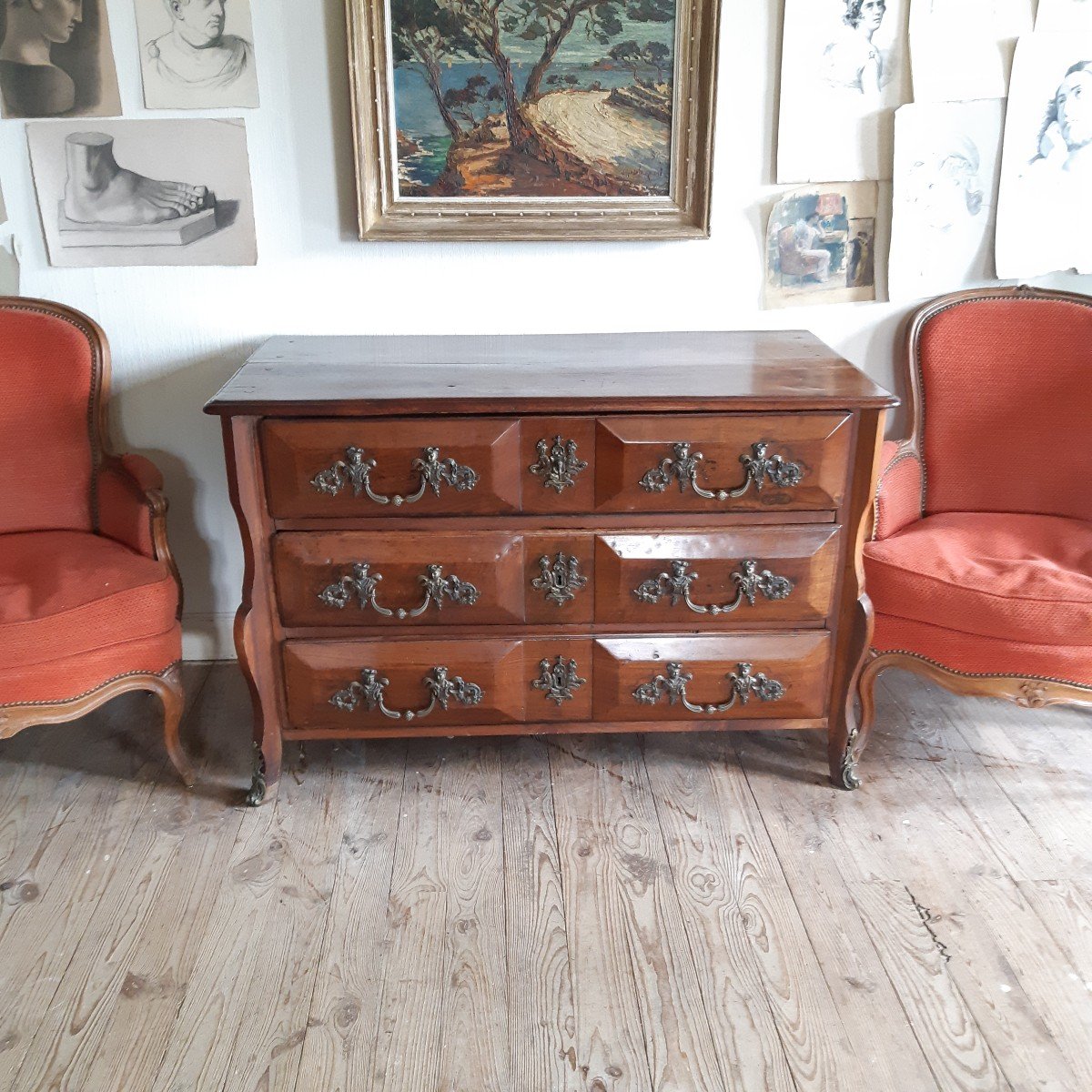 Commode Mazarine  XVIIIeme En Noyer -photo-2