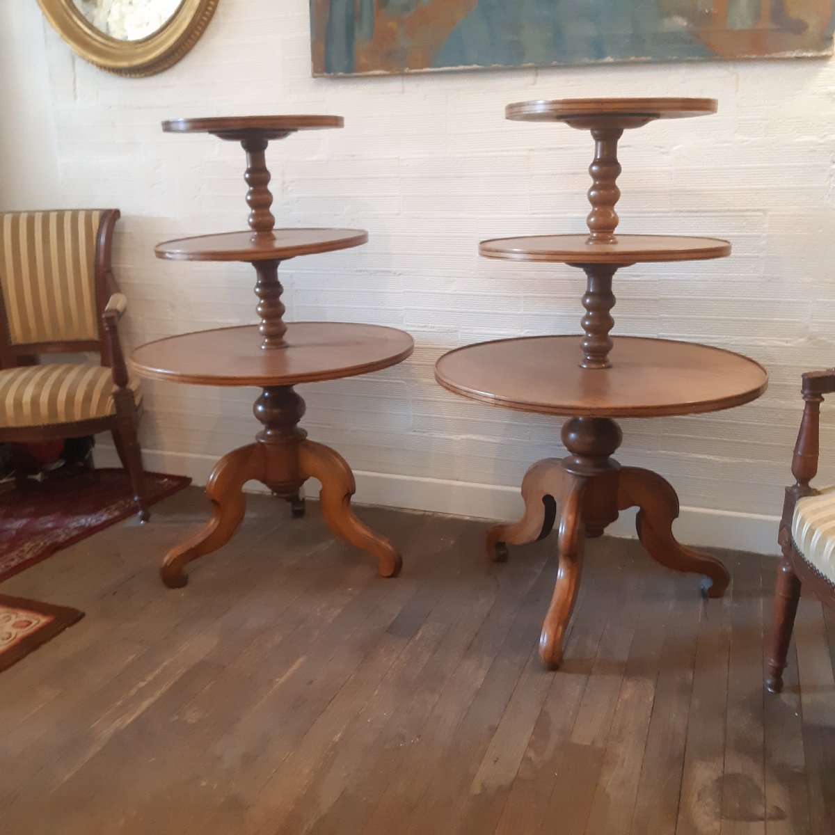 Pair Of Silent Side Tables Made Of Walnut -photo-3