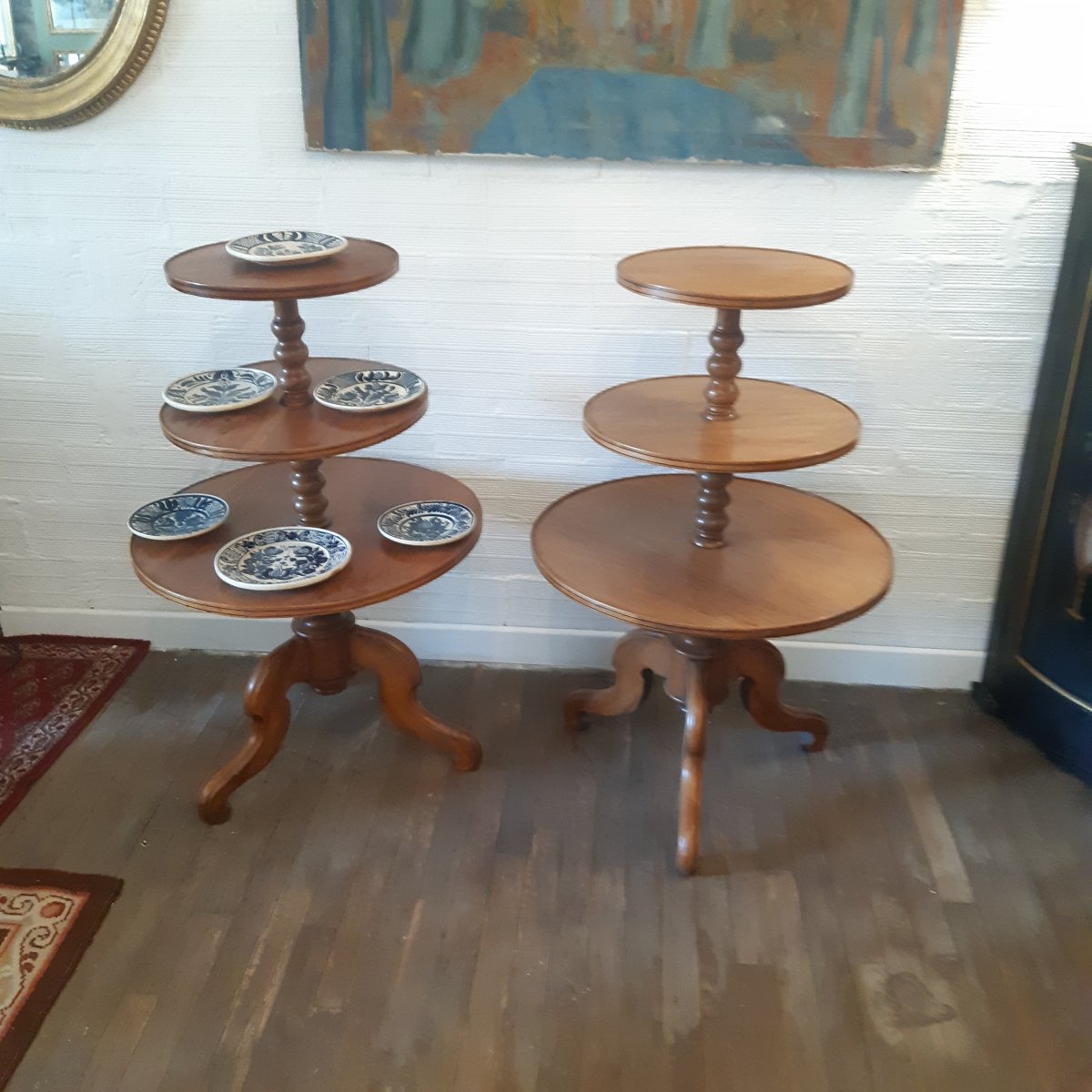 Pair Of Silent Side Tables Made Of Walnut -photo-4