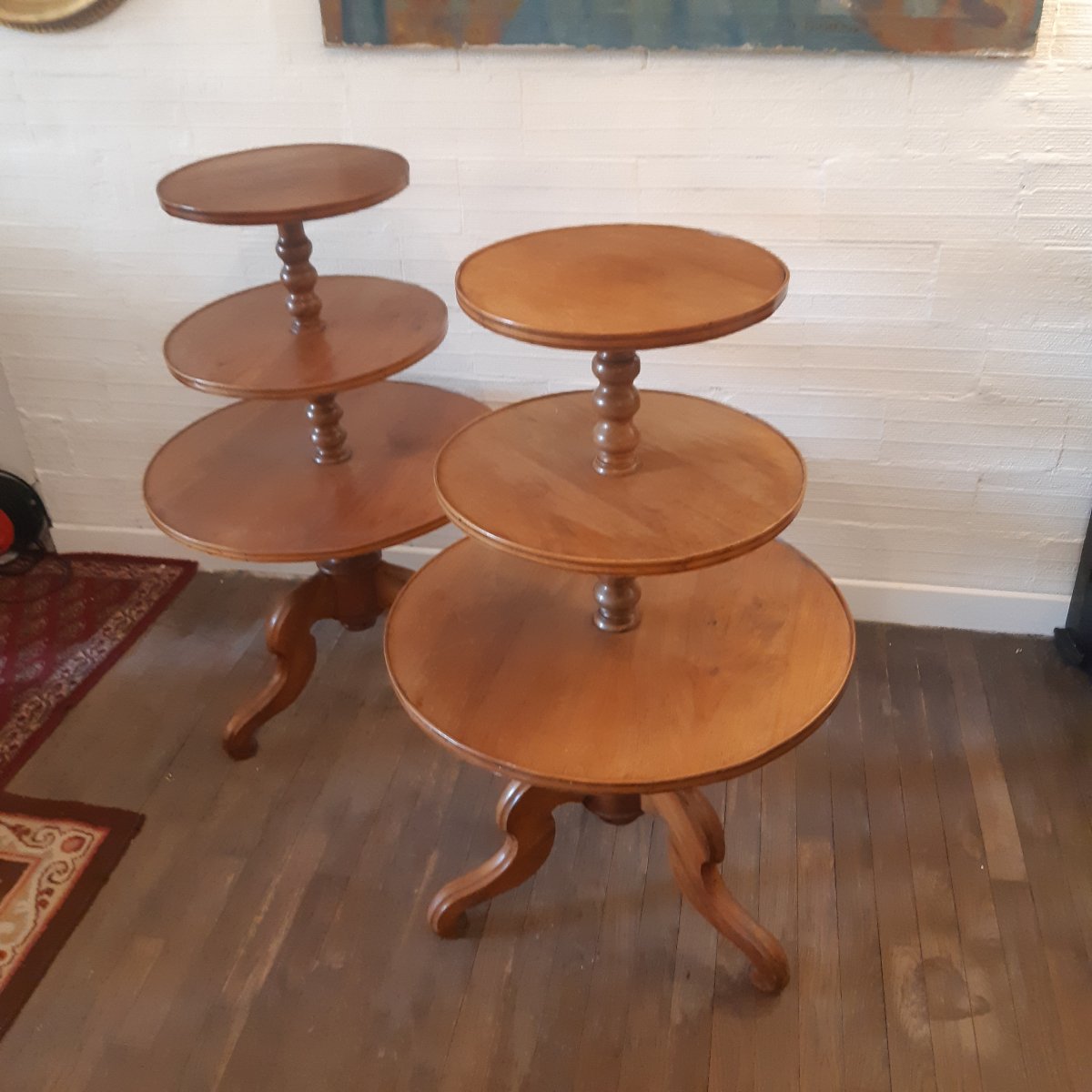 Pair Of Silent Side Tables Made Of Walnut -photo-5