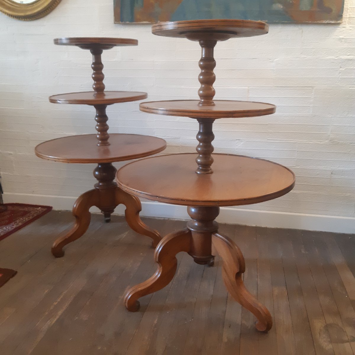 Pair Of Silent Side Tables Made Of Walnut -photo-7