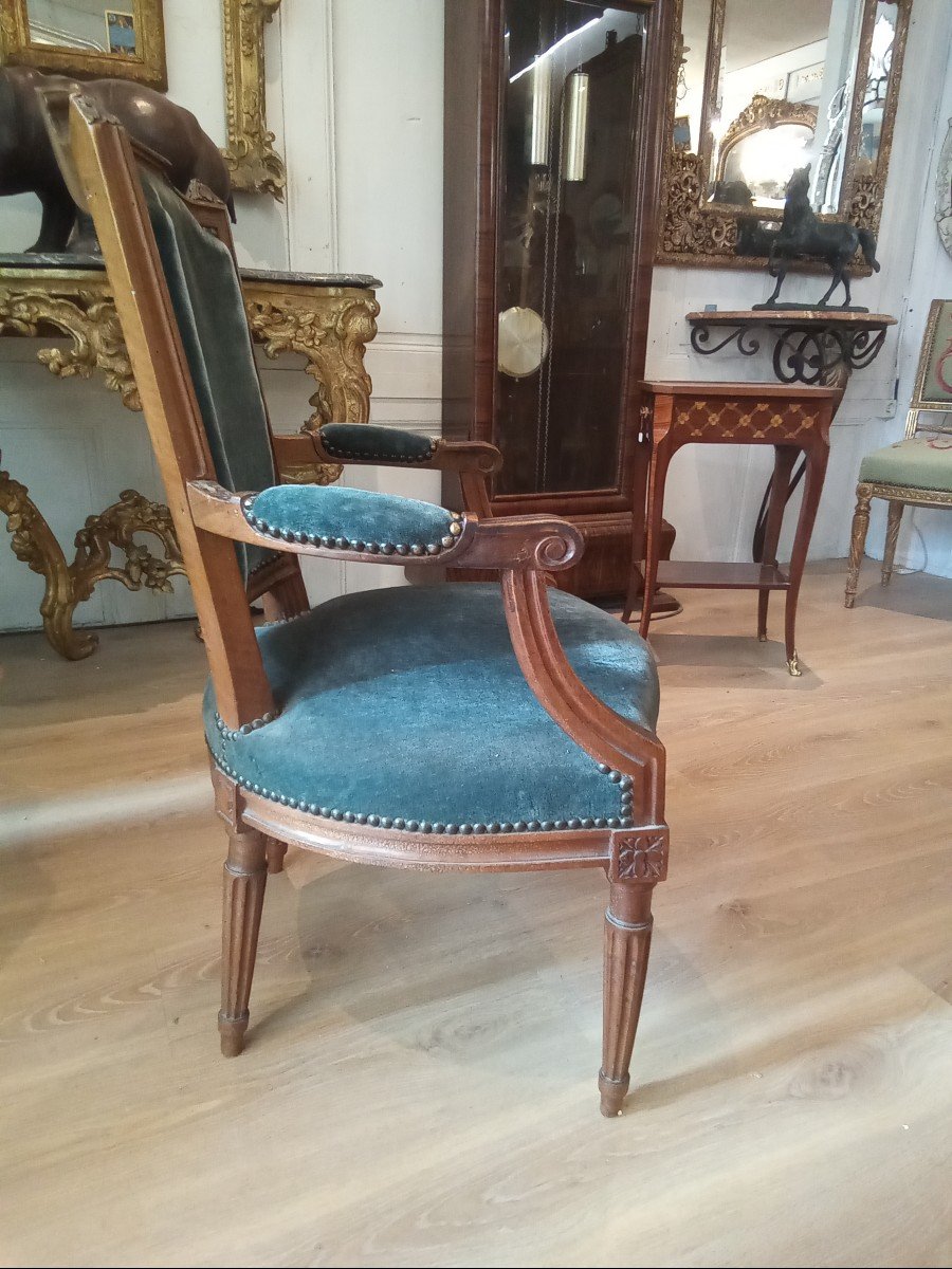 Louis XVI Armchair In Walnut-photo-2