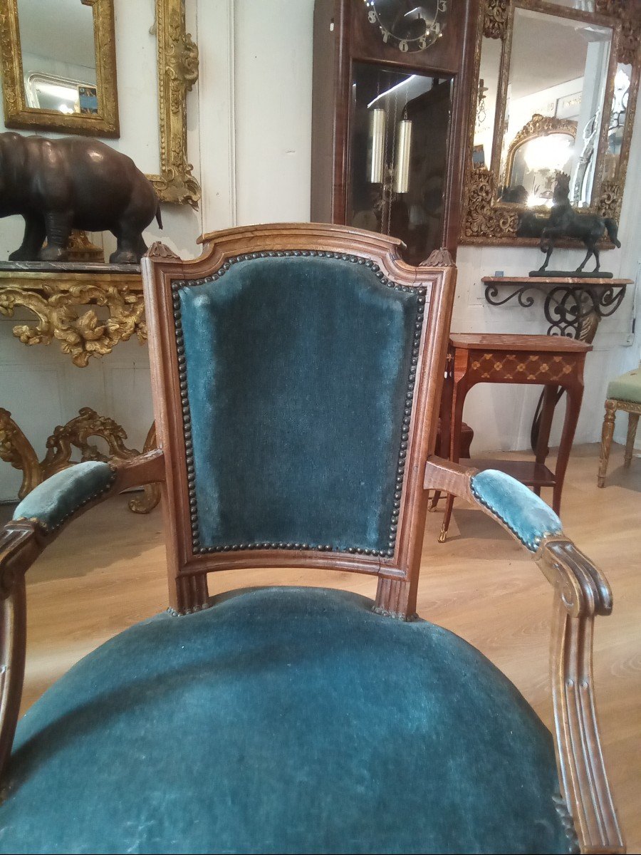 Louis XVI Armchair In Walnut-photo-4