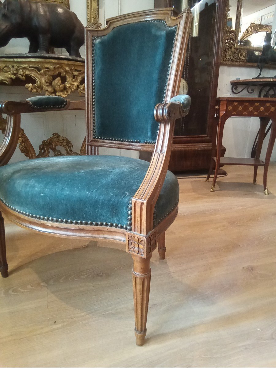 Louis XVI Armchair In Walnut-photo-3