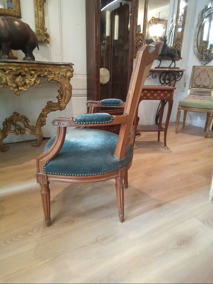 Louis XVI Armchair In Walnut-photo-7