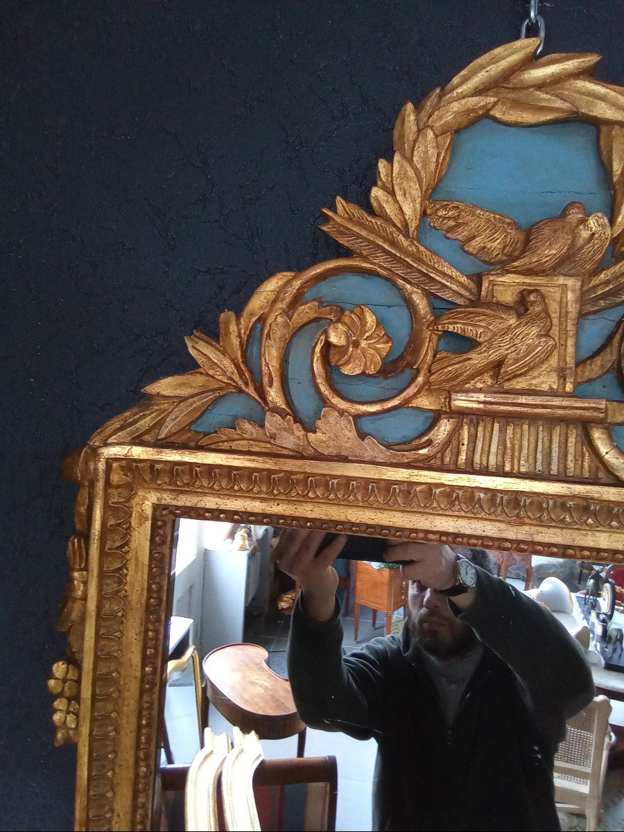 Miroir d'époque Louis XVI En Bois Doré-photo-1