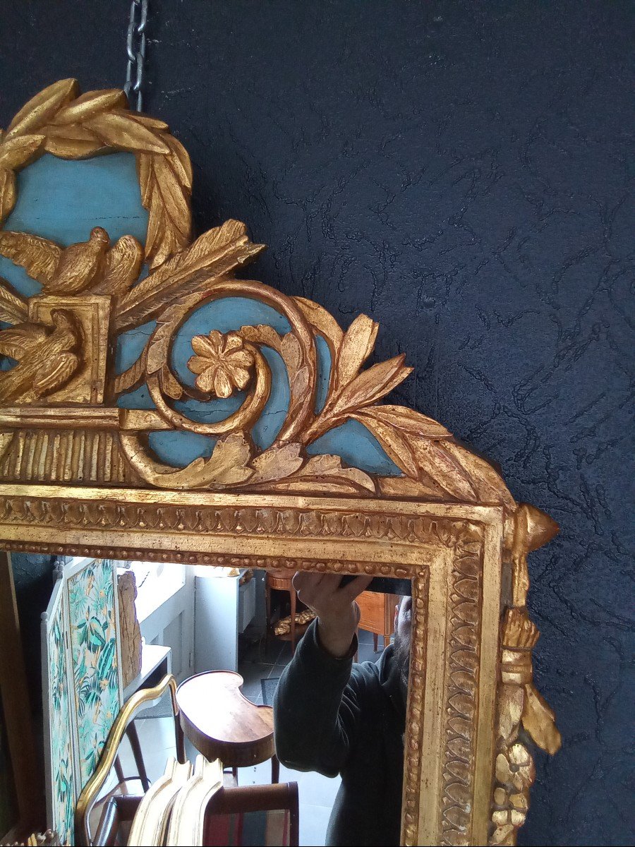 Miroir d'époque Louis XVI En Bois Doré-photo-2