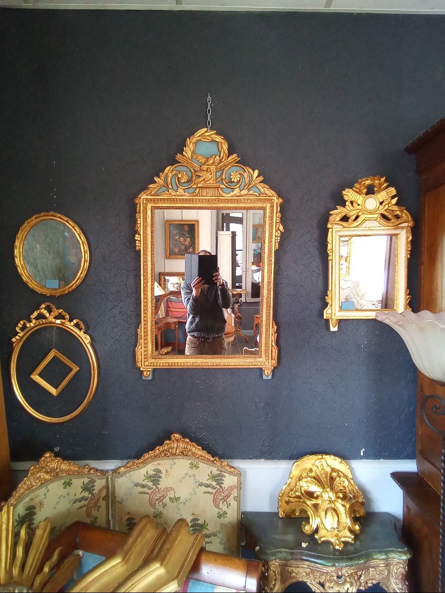 Miroir d'époque Louis XVI En Bois Doré-photo-3