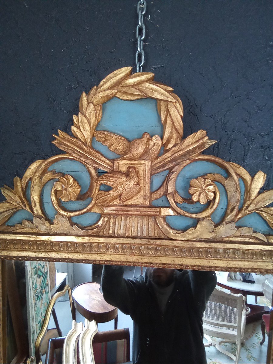 Miroir d'époque Louis XVI En Bois Doré-photo-4