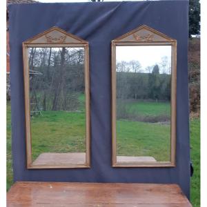 Pair Of Empire Style Mirrors 110x50 Cm