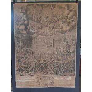 Large Engraving Last Judgment By Peter De Jode 172x124cm