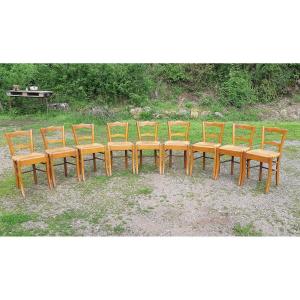 Suite Of 9 Straw Chairs 