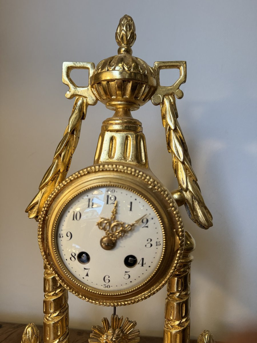 Pendule portique en bois doré XVIIIéme-photo-6