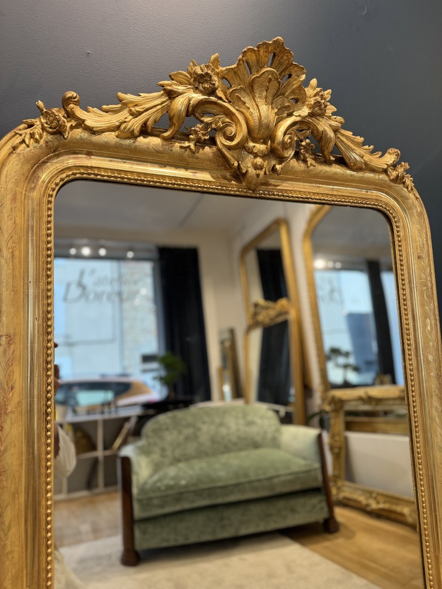 Miroir Louis Philippe à fronton Ref542/95X142-photo-1