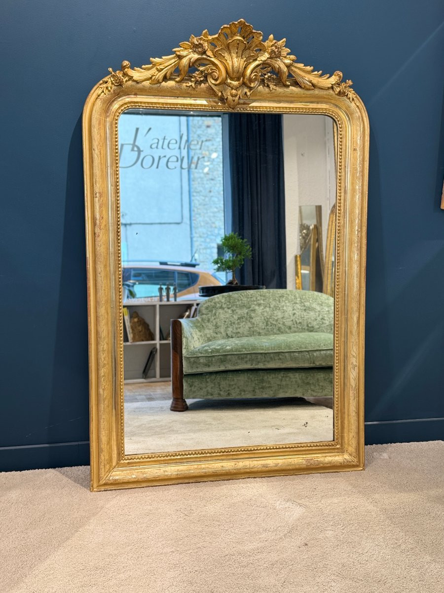 Miroir Louis Philippe à fronton Ref542/95X142-photo-3