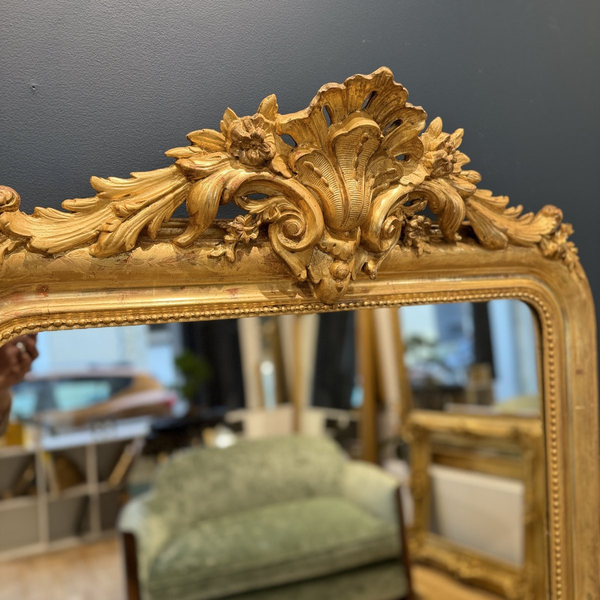 Miroir Louis Philippe à fronton Ref542/95X142-photo-4